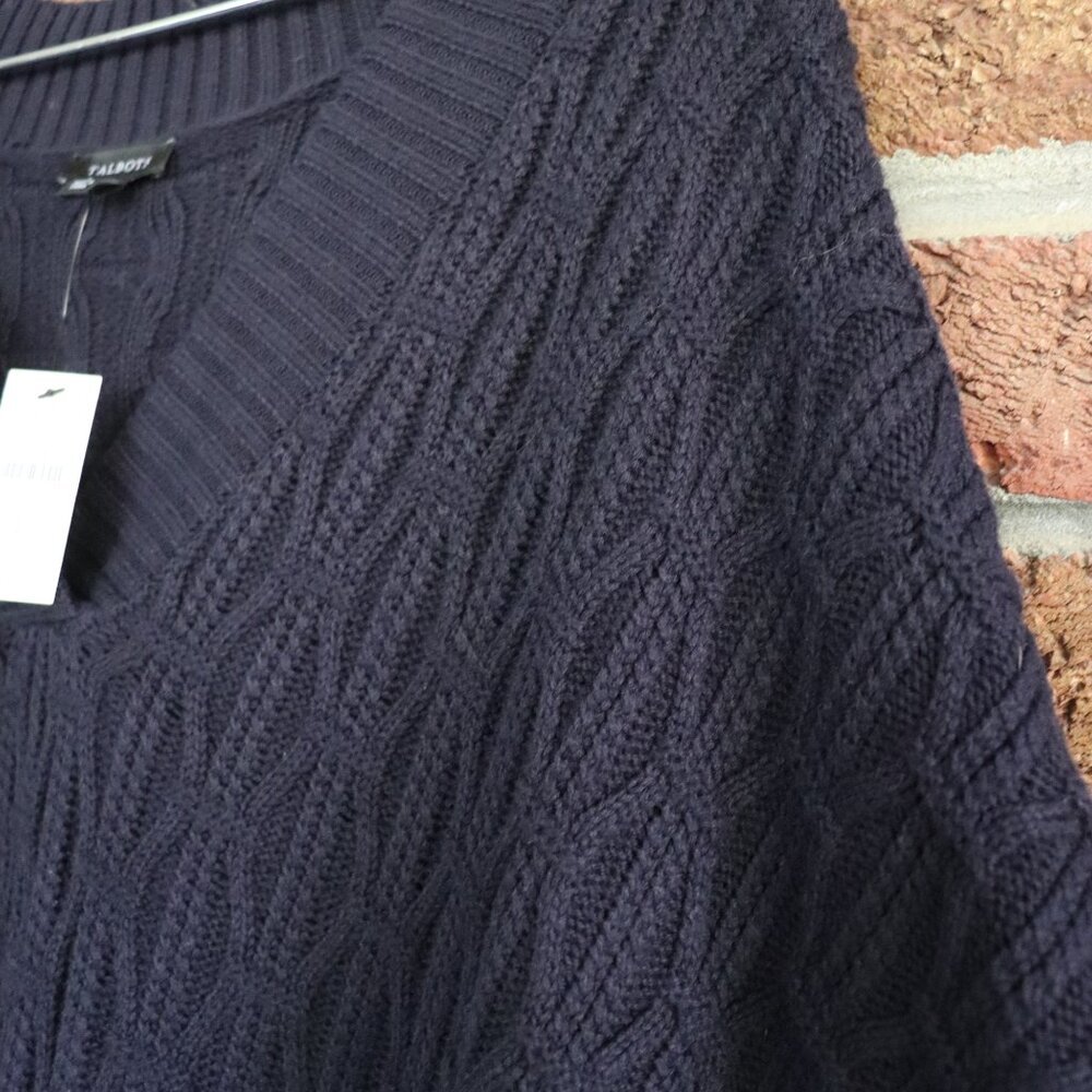 talbots cable sweater poncho * new with tags RV $119 * navy blue * nice quality - Picture 8 of 11
